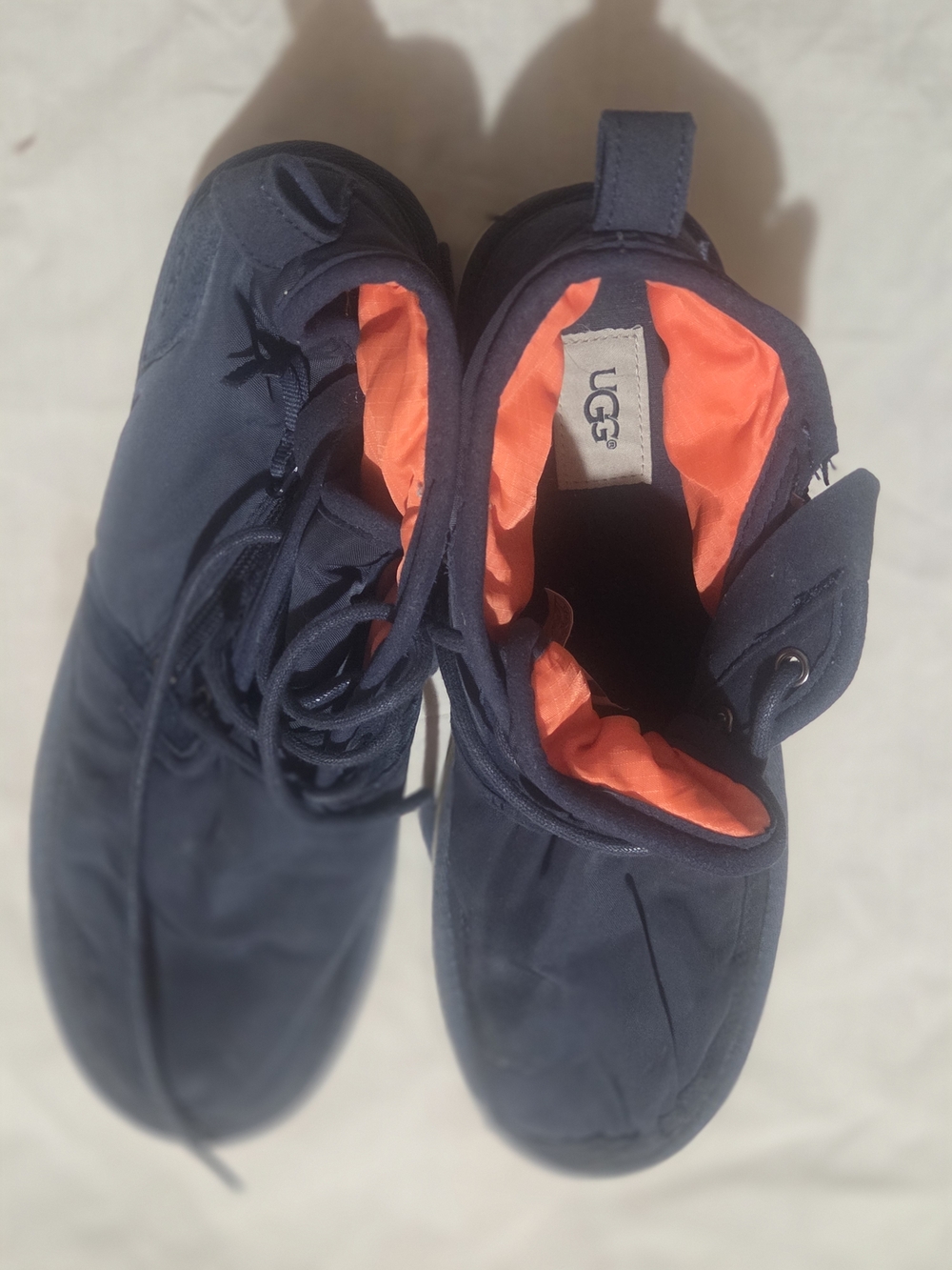 UGG Navy and Bright Orange Lace-Up Boots